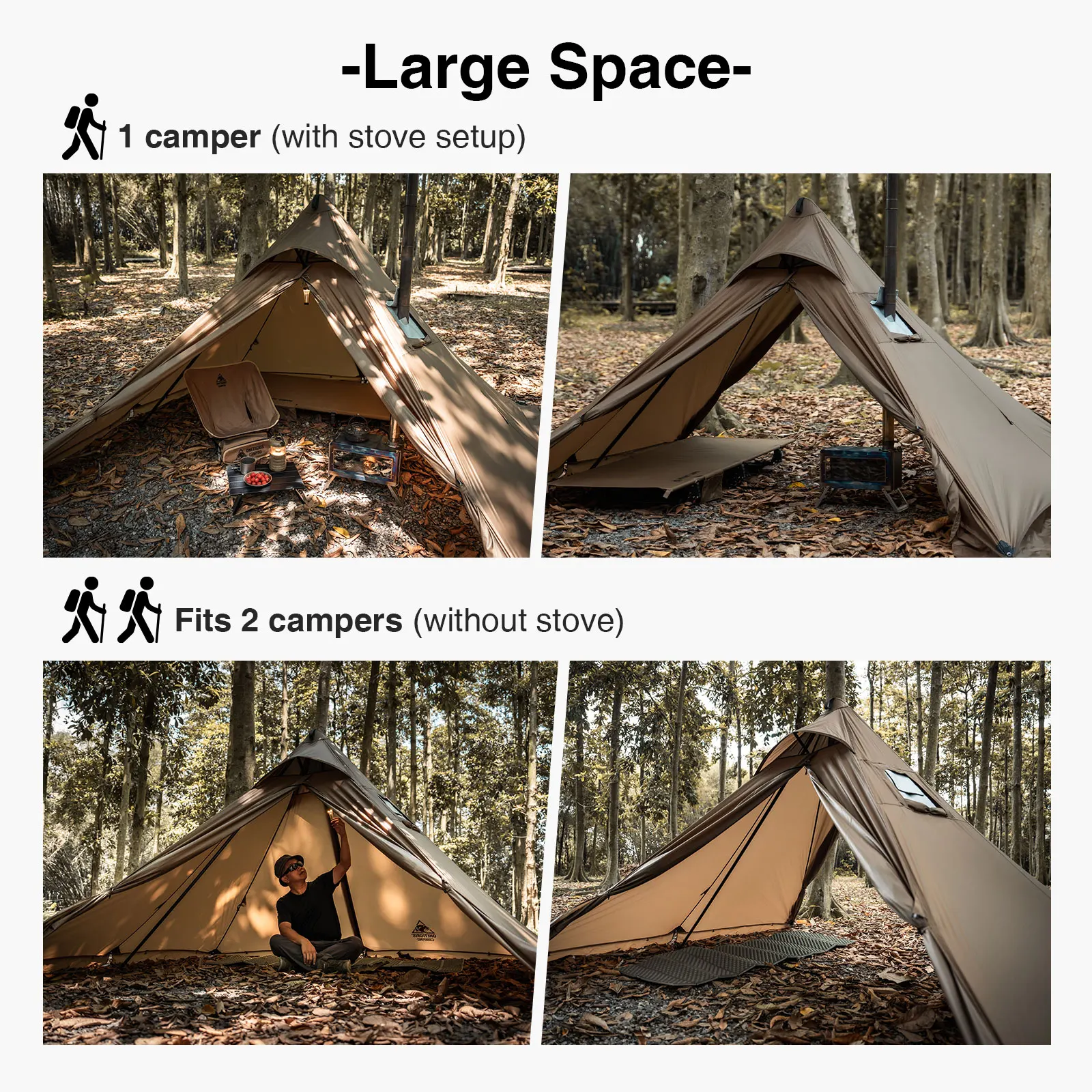 OneTigris APEX Trail tienda piramidal impermeable impermeable 1-2 personas - imagen 5