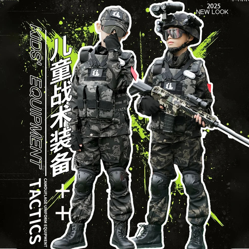 Uniforme táctico camuflaje infantil de algodón para paintball cosplay - imagen 3