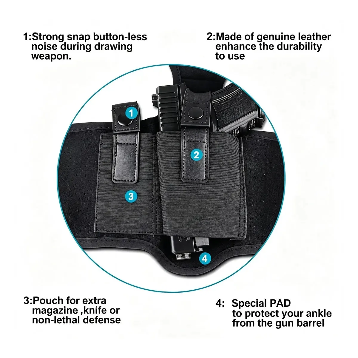Funda para pistola 9mm a la pierna – Tacita para portar Glock, Sig Sauer - imagen 3