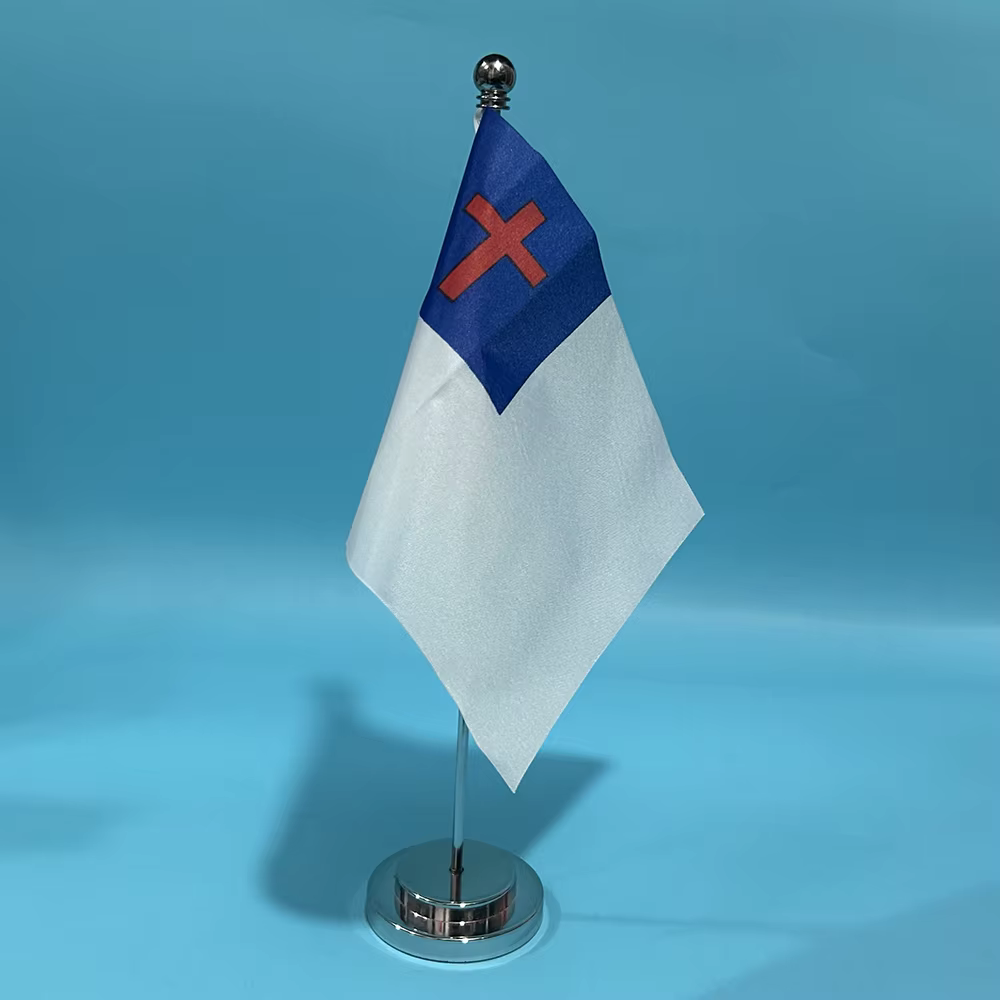 Bandera cristiana de mesa pequeña, tejido poliéster para escritorio - imagen 5