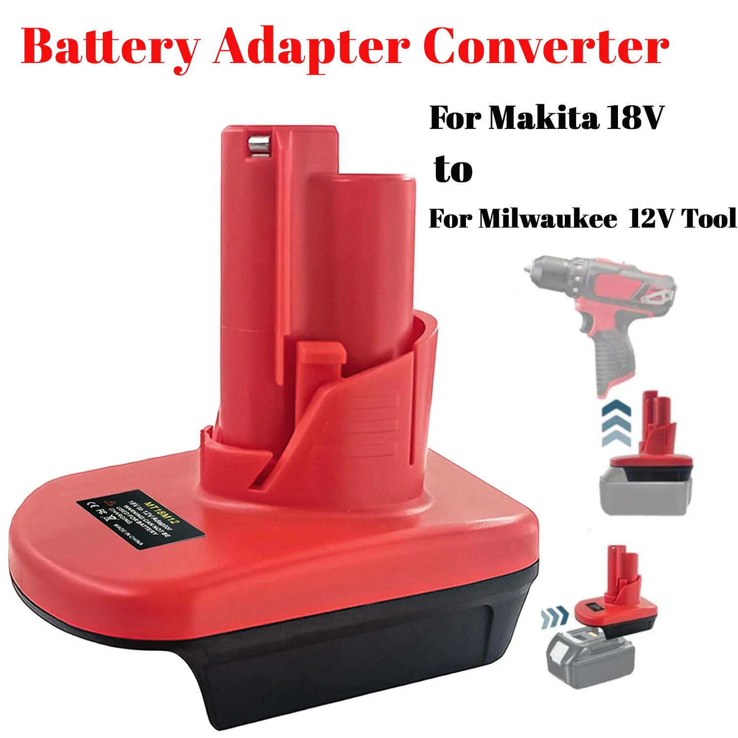 Makita 18V a Milwaukee M12 12V adaptador batería Li-ion