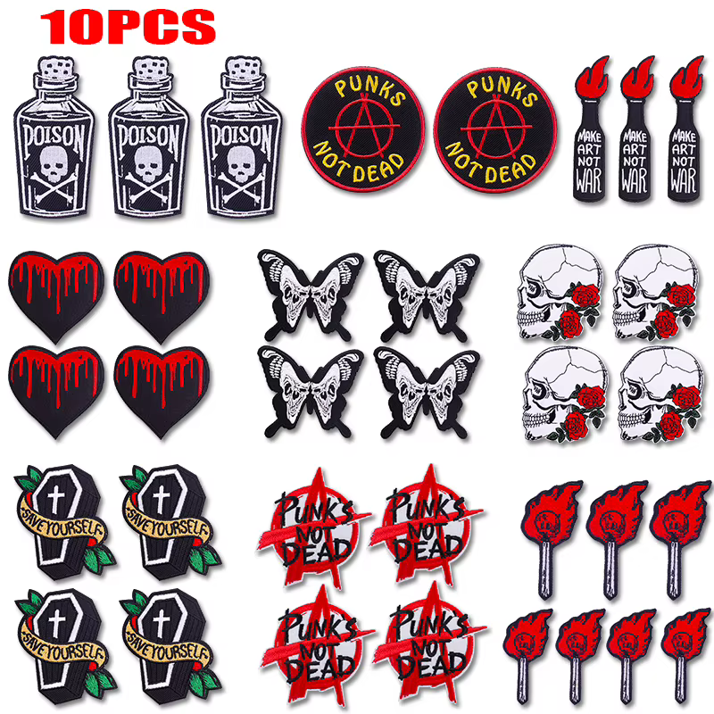 Parches termoadhesivos bordados estilo punk para chaquetas y vaqueros - imagen 2