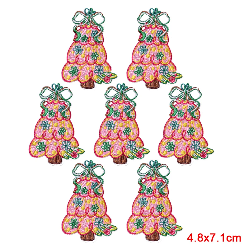 Parches bordados navideños para planchar: flores, lazos y cascanueces - imagen 3