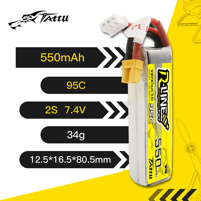 TATTU-R-LINE Batería LiPo FPV XT30/PH2.0 para dron 500mAh 95C - imagen 4