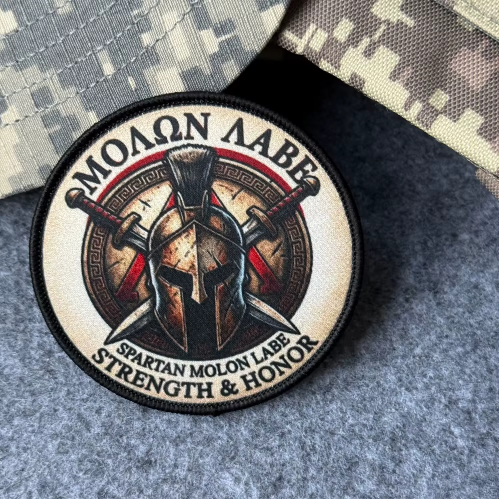 Parche táctico moral militar espada y casco impreso con velcro - imagen 2