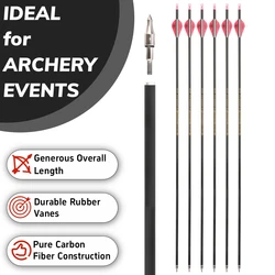 Flechas de carbono con plumas de goma y puntas Broadhead arco recurvo