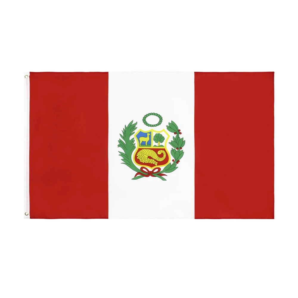 Bandera Peruana desplegada mostrando los colores rojo, blanco y rojo