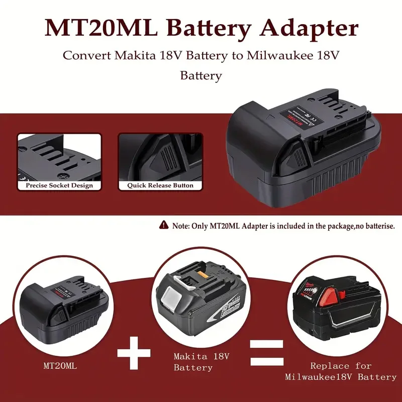 MT20ML adaptador batería Makita Milwaukee 18V - imagen 2