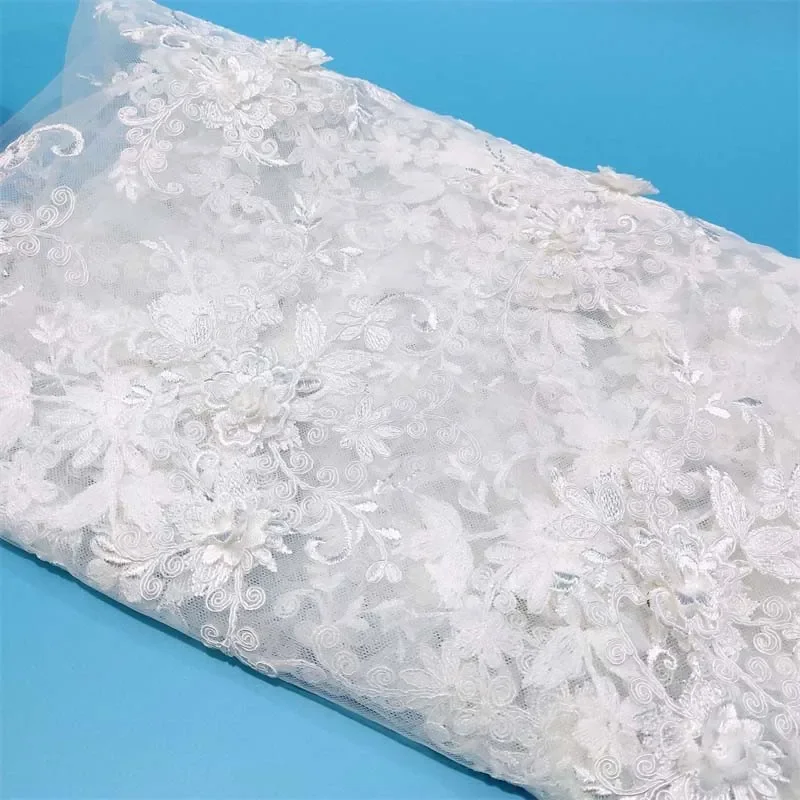 Parche bordado floral blanco 3D – Encaje decorativo para ropa - imagen 5