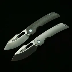 Cuchillo plegable LEMIFSHE BLK acero M390 mango titanio EDC