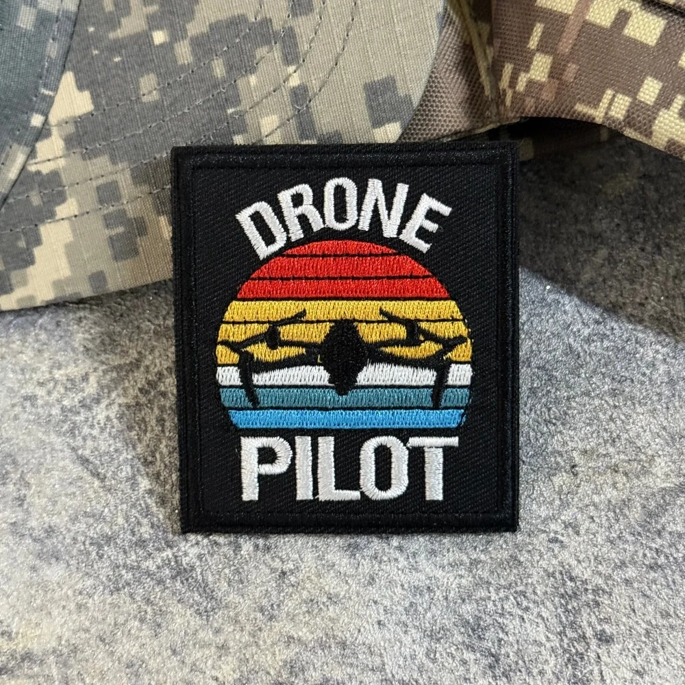 Insignia táctica morale vintage de dron quadcopter adhesiva para mochila - imagen 5