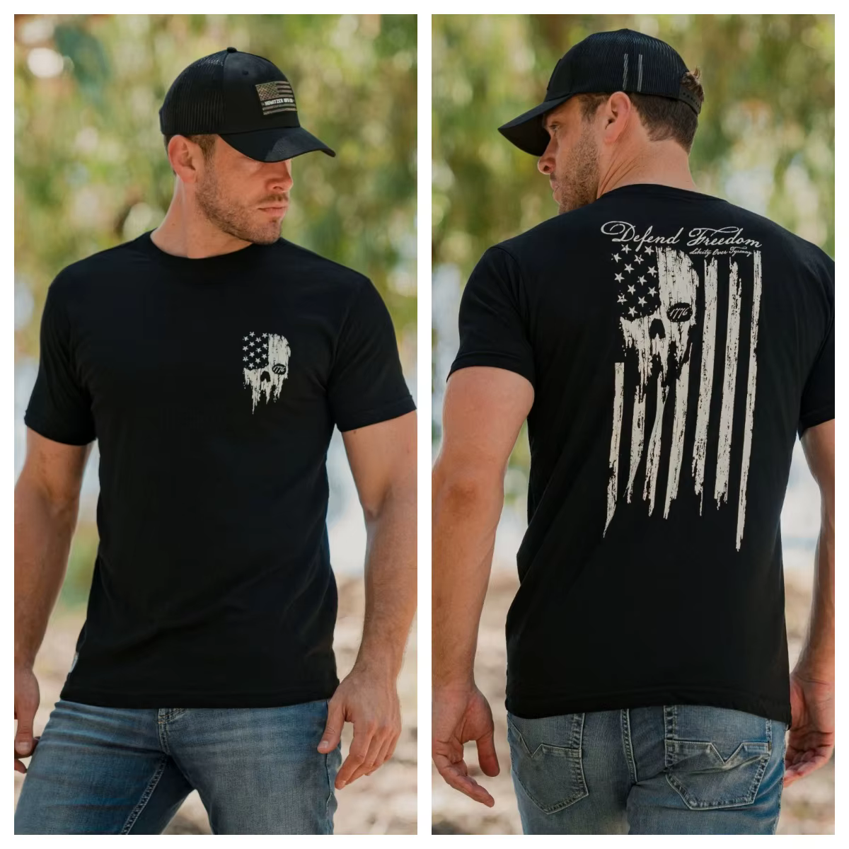 DEFEND FREEDOM Camiseta táctica estilo Howitzer hombre algodón - imagen 2