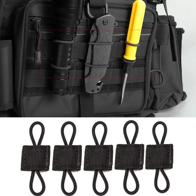 Correas tácticas MOLLE elásticas para mochila con mosquetón y cordón - imagen 3