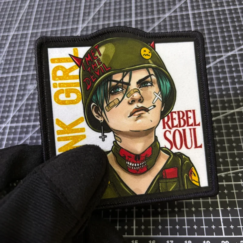 Parche táctico Tank Girl Rebel Soul con velcro, moral impresa - imagen 2