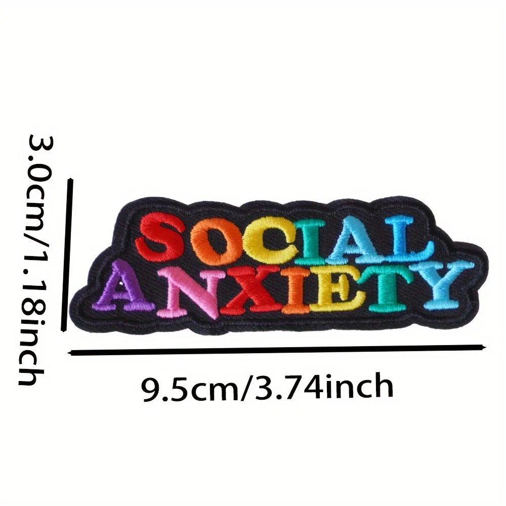 Parche bordado arcoíris Anxiety Social – aplique termoadhesivo ropa
