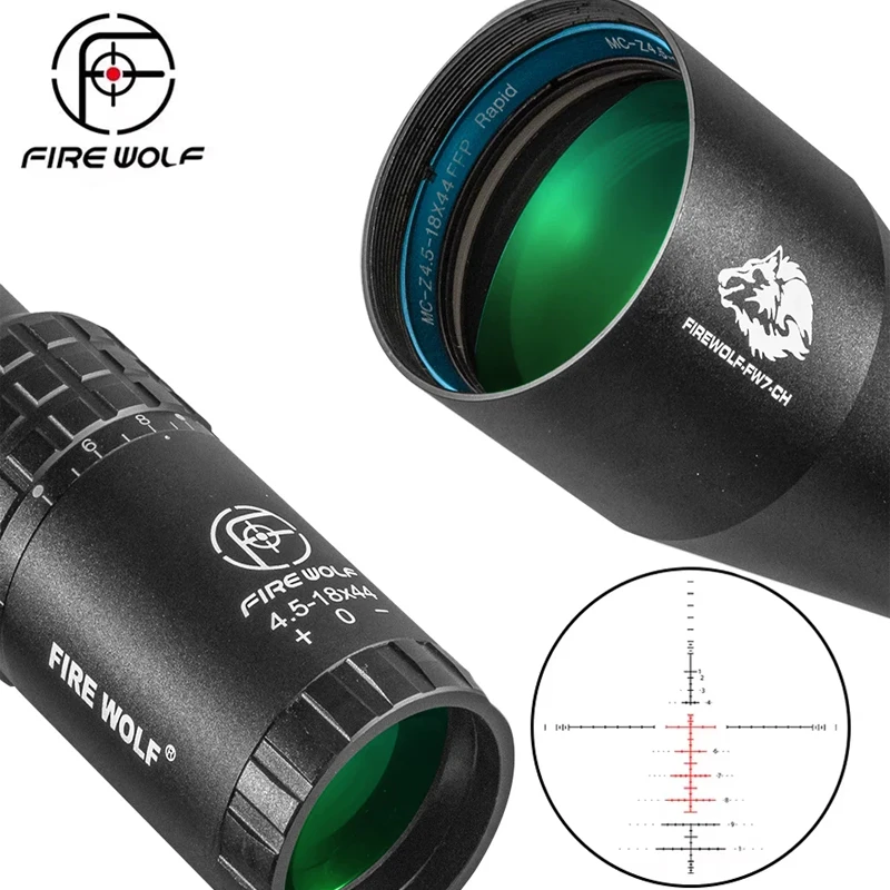 Fire Wolf 4.5-18x44 FFP Mira Táctica con Retícula Iluminada Verde/Rojo - imagen 3