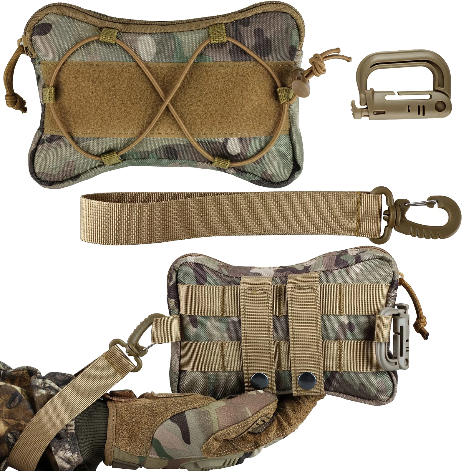 Bolsa táctica MOLLE lateral K9 para arnés canino, alforja hueso - imagen 2