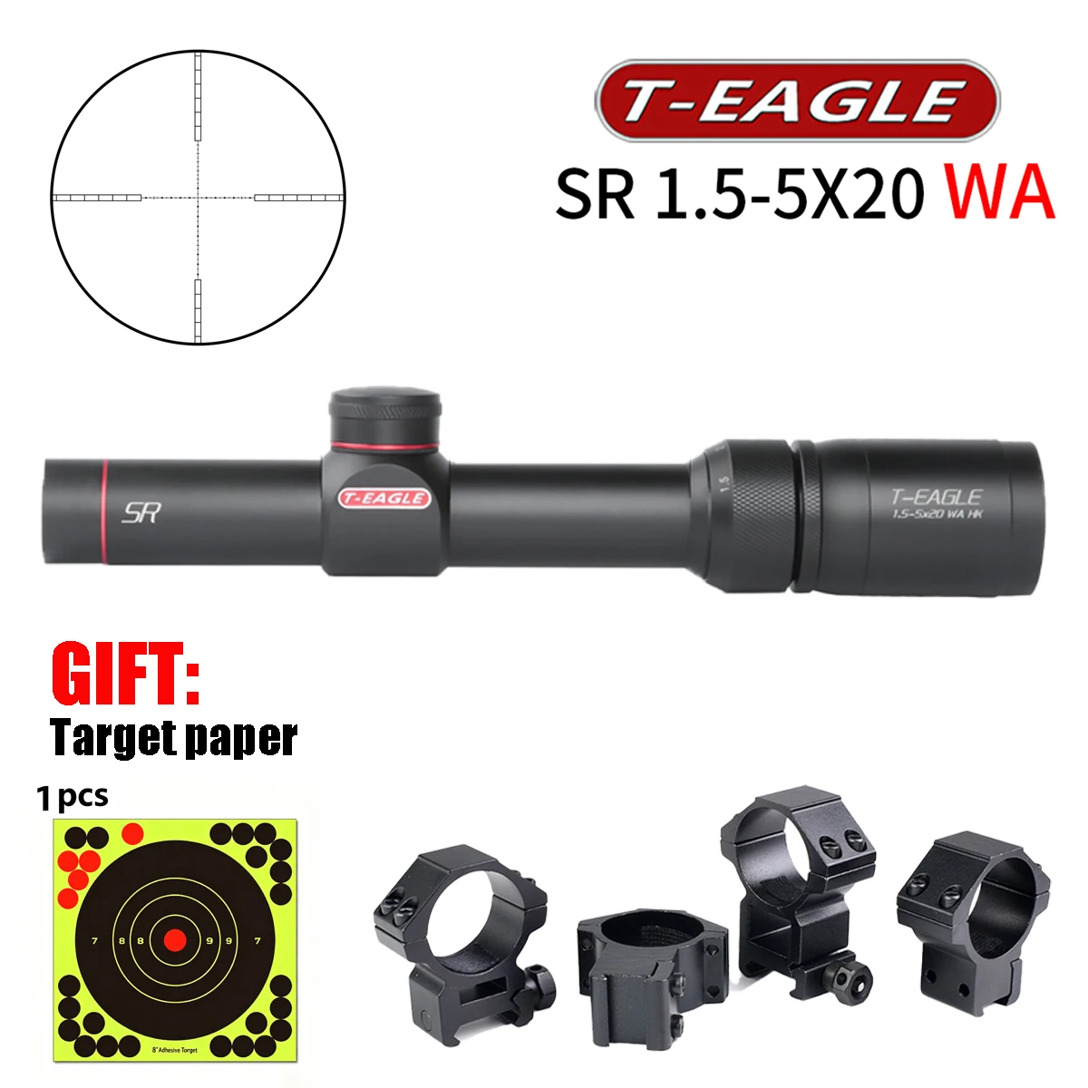 T-EAGLE SR 1.5-5X20 Mira telescópica táctica punto cruzado