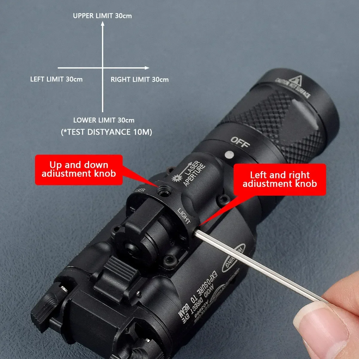 Linterna táctica X400 LED con láser rojo, verde e IR y riel Picatinny - imagen 4