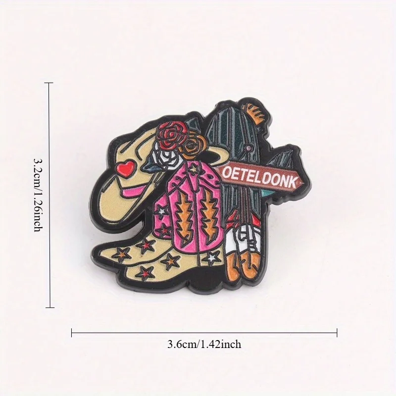 Yeehaw Heartbreaker pin vaquero con rosas y diamantes de imitación - imagen 2