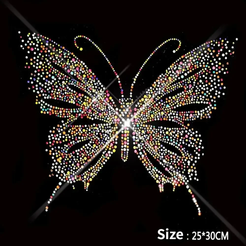 Parche mariposa táctico con strass termoadhesivo para ropa outdoor