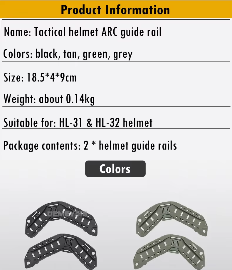 Detalle del riel táctico para casco