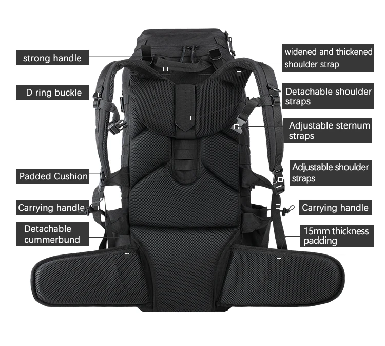 Compartimentos y organización frontal de la mochila