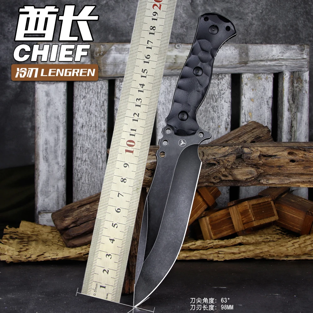 LENGREN Chief cuchillo táctico de hoja fija Drop Point Sleipner Kydex