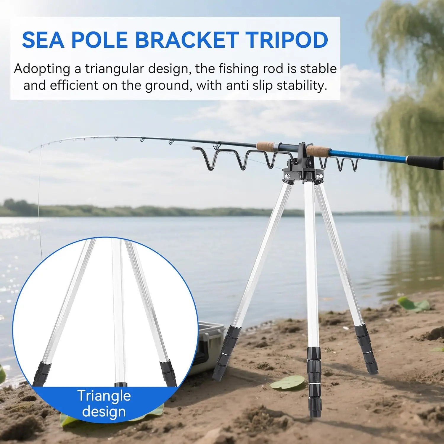 Soporte trípode telescópico para cañas, apoyo portátil de pesca - imagen 3