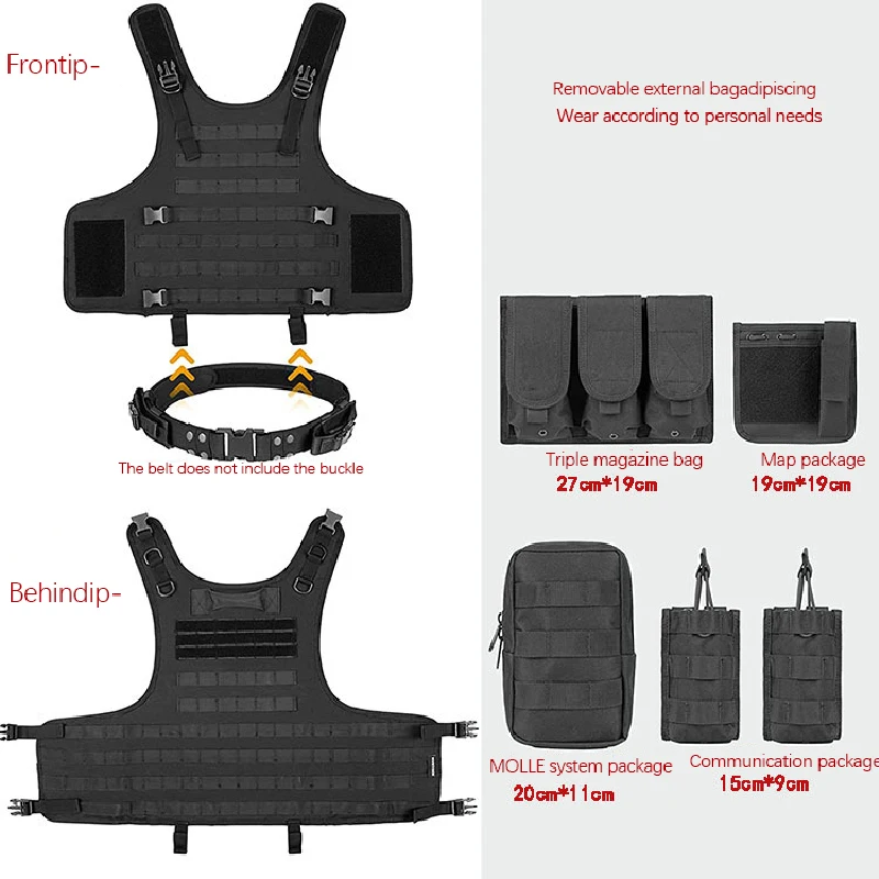 Chaleco táctico MOLLE ajustable con protección para airsoft - imagen 4