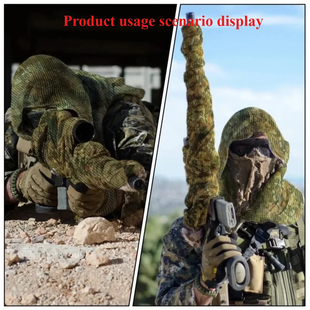 Bufanda táctica de malla camuflada para francotirador y senderismo - imagen 5