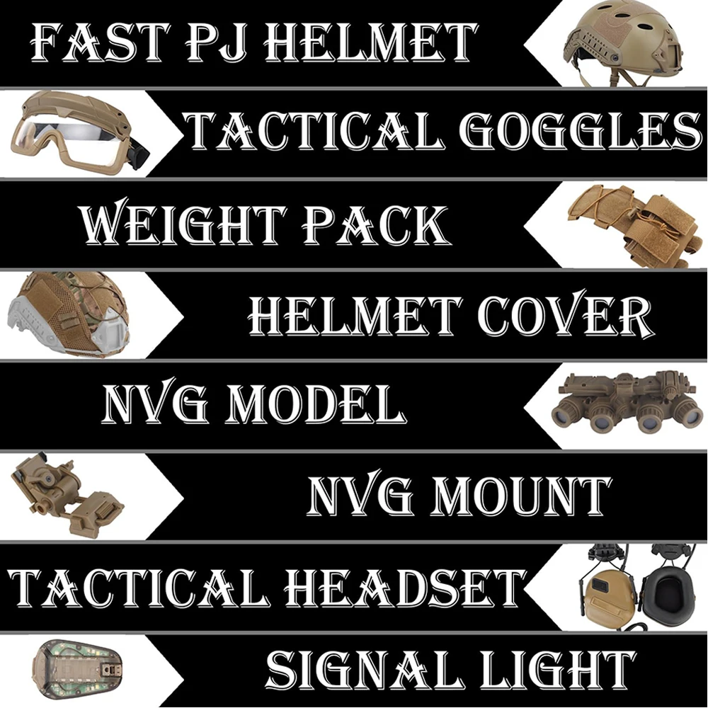 Casco táctico Airsoft FAST con NVG, auriculares y luces de señalización - imagen 3