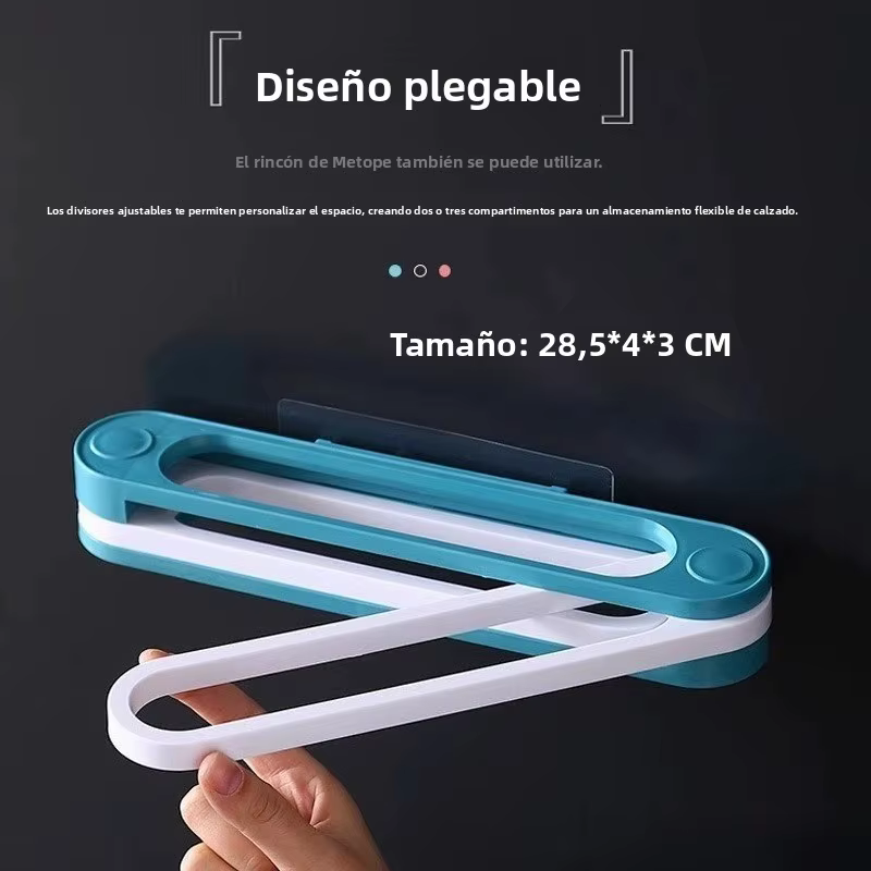 Estante plegable sin perforaciones para baño y sandalias, pared - imagen 2