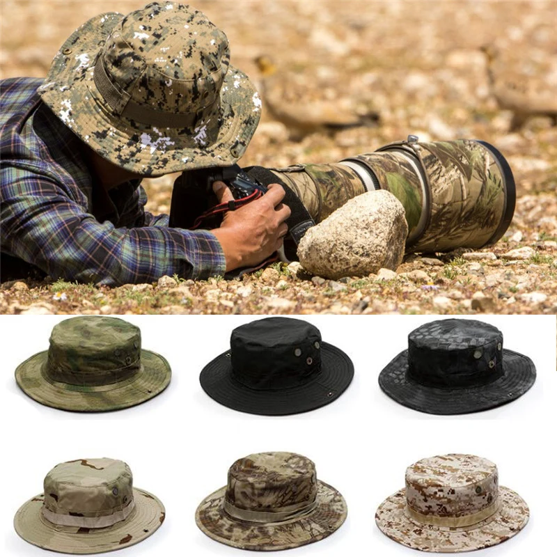 Gorra táctica de camuflaje tipo cubo ajustable para caza y pesca - imagen 5