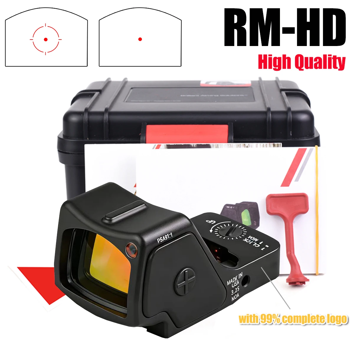 Mira red dot RM-HD Táctica reflex para Glock con ajuste de luz