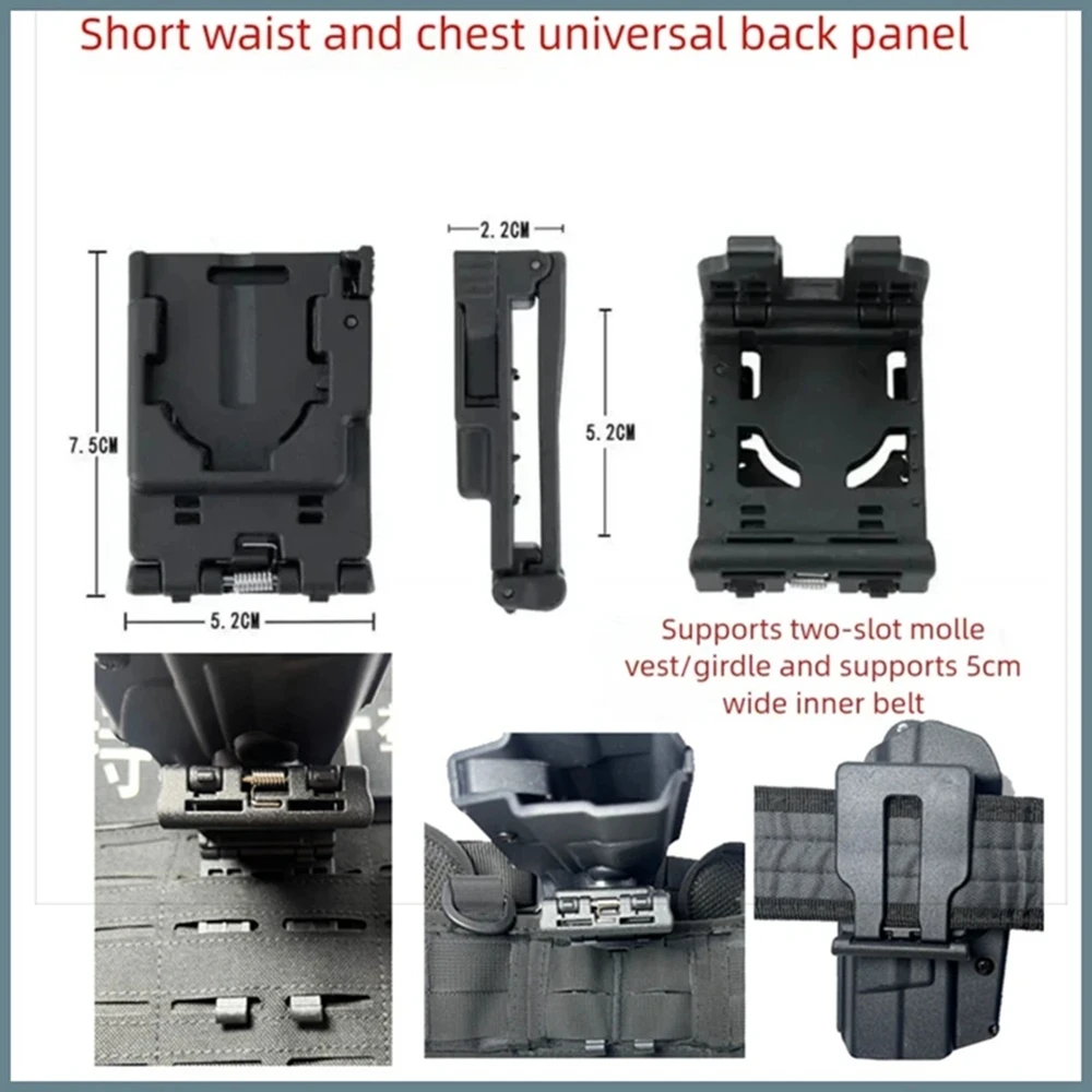 Plataforma MOLLE táctica para porta linterna y spray con clips - imagen 3