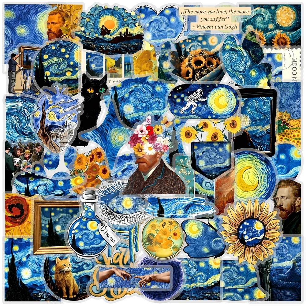 Van Gogh pegatinas impermeables vinilo decorativo noche estrellada - imagen 3
