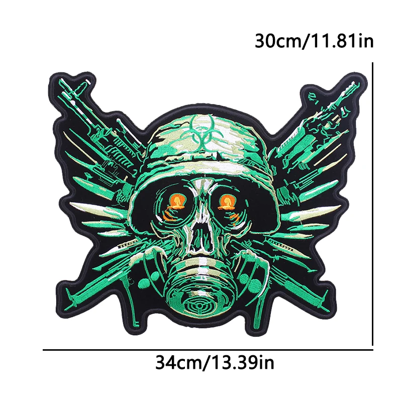 Parche táctico bordado calavera motero termoadhesivo – Espalda grande - imagen 3