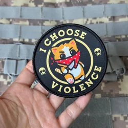 Parche táctico gato con cuchillo y velcro para mochila militar
