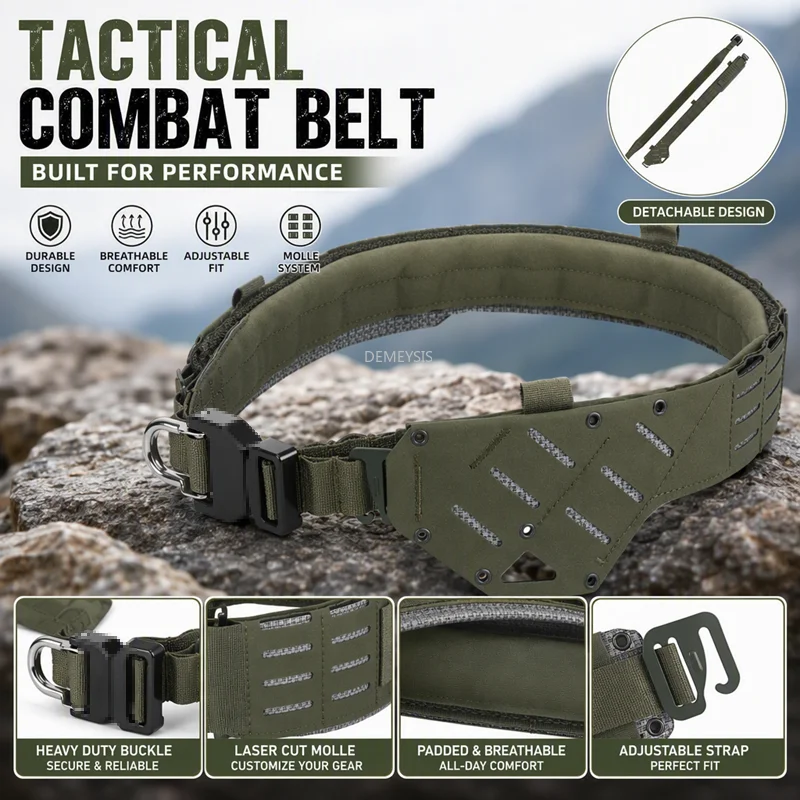 Cinturón táctico MOLLE 2 en 1 de liberación rápida para airsoft - imagen 4