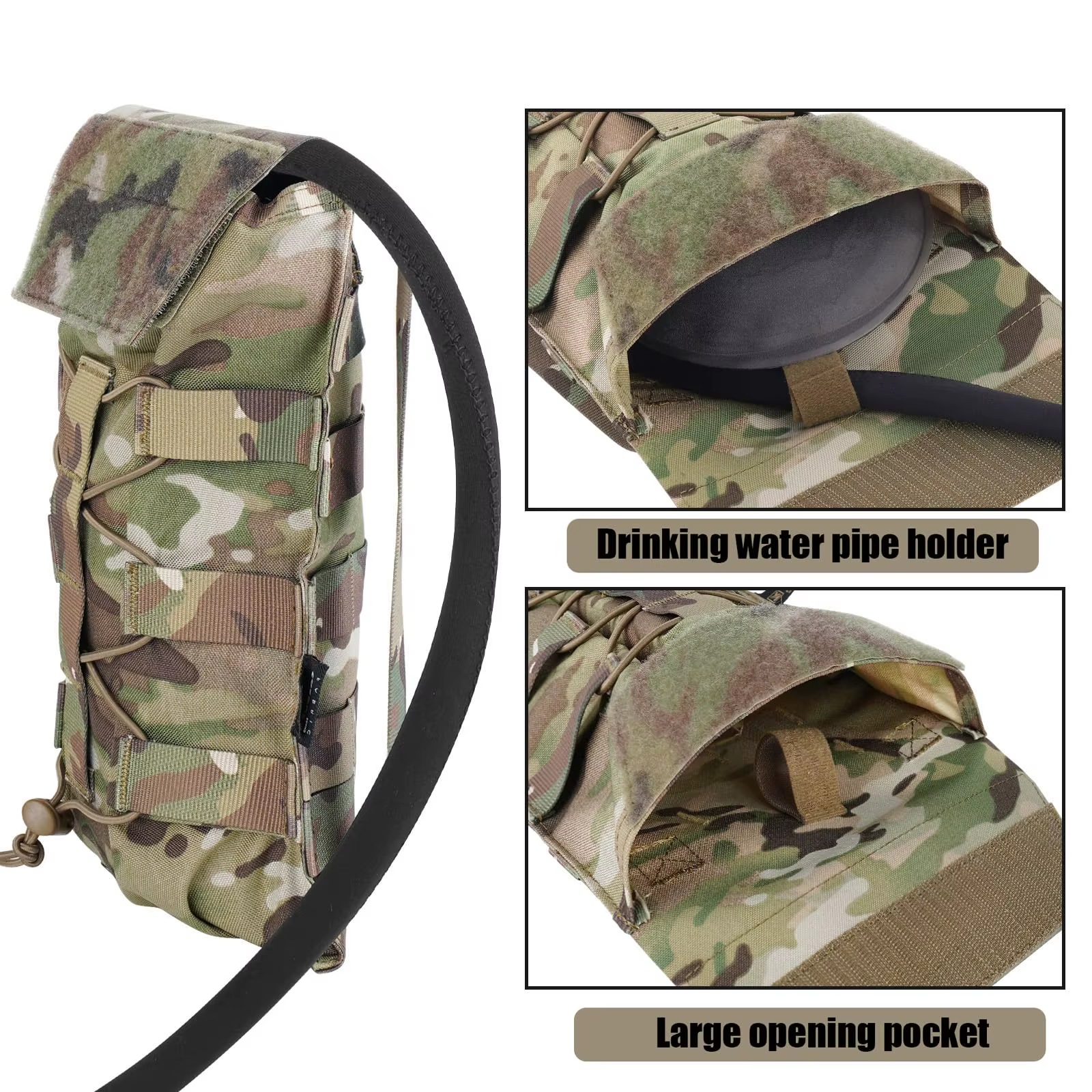 Mochila de hidratación táctica MOLLE con bolsa de agua para senderismo