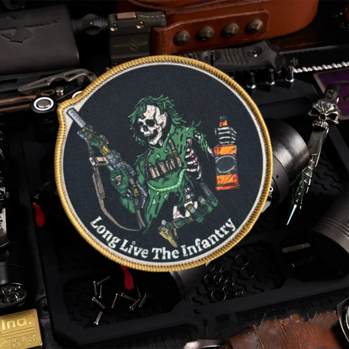 Parche táctico calavera Reaper con velcro para uniforme militar - imagen 3