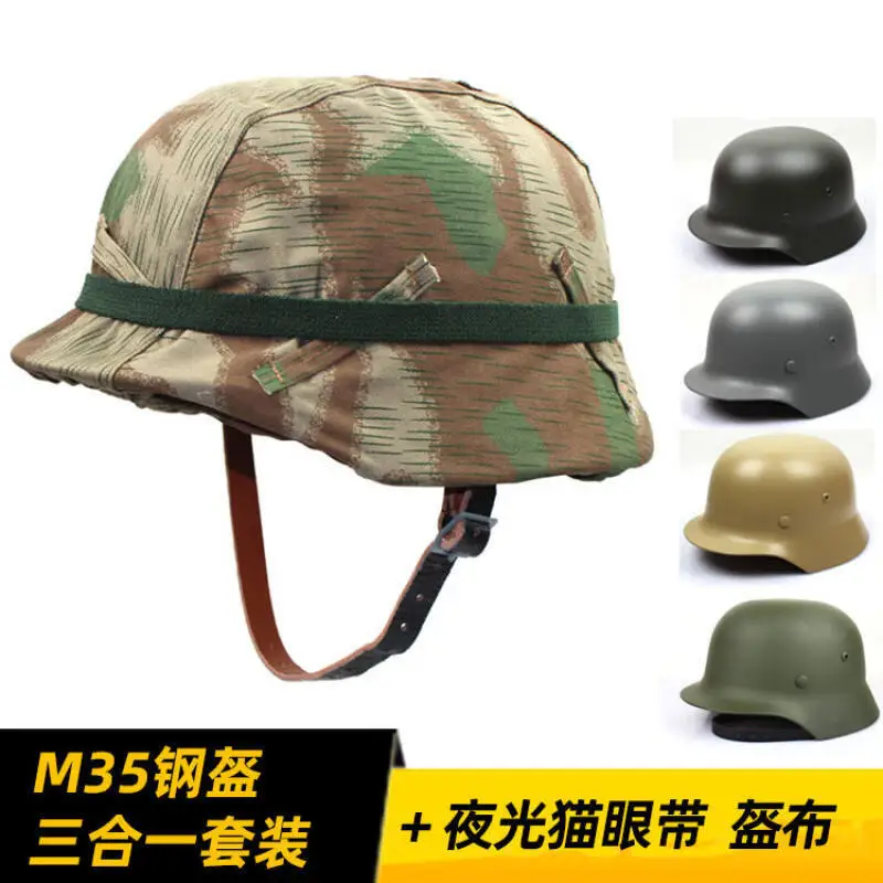 Casco táctico de acero M35 con cubierta textil y cinturón luminoso - imagen 5