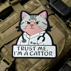 Parche táctico PVC Cattor gato con velcro para mochila