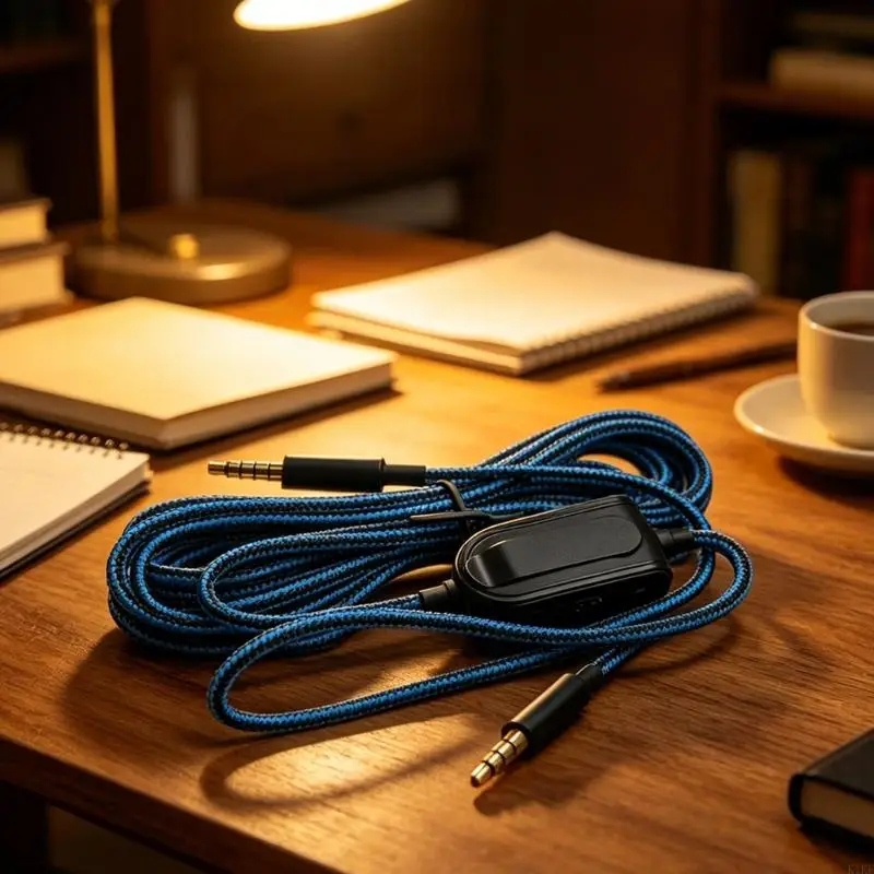 Cable de auriculares jack de audio trenzado con conectores dorados - imagen 2