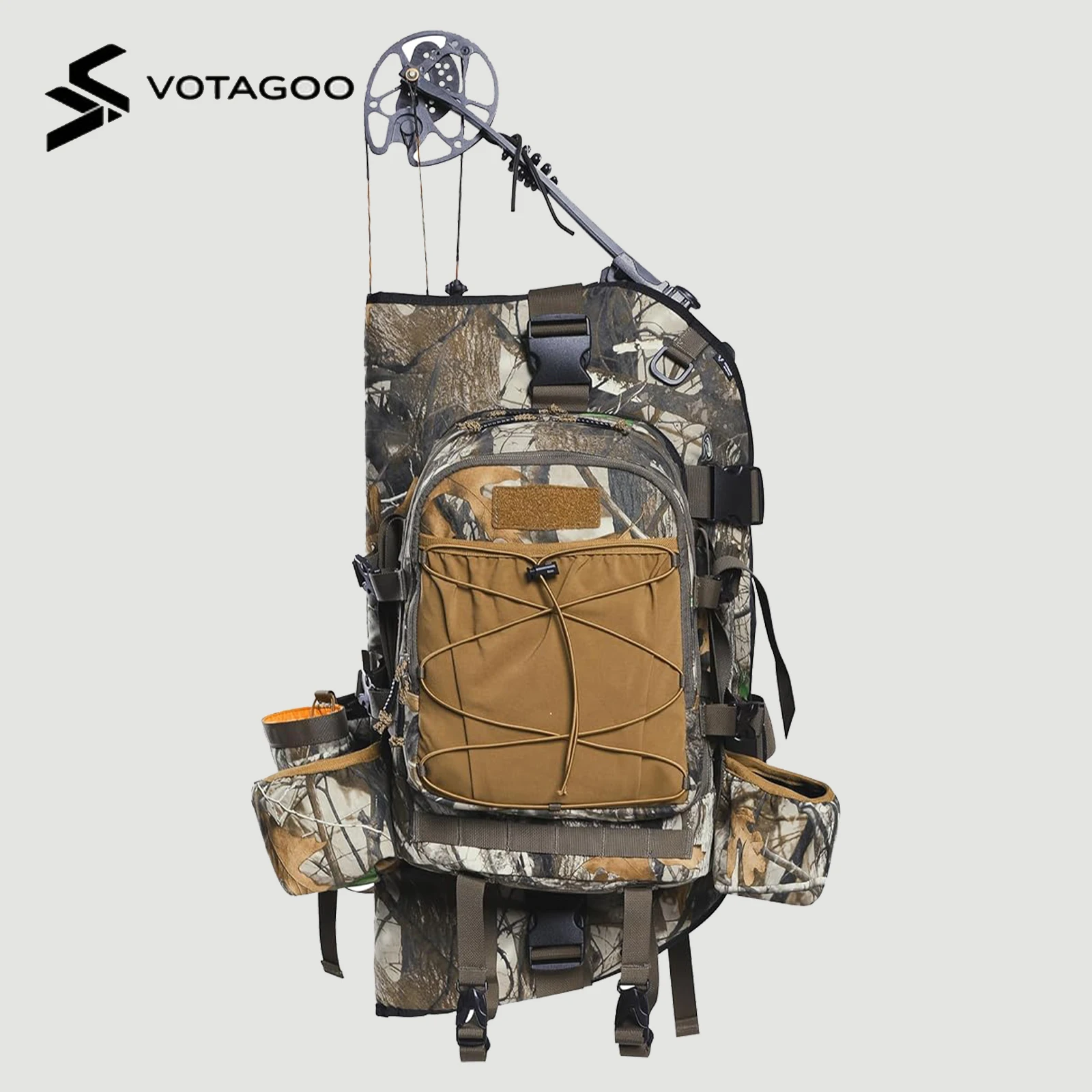 VOTAGOO GEAR Mochila táctica de caza con soporte para arco camuflaje