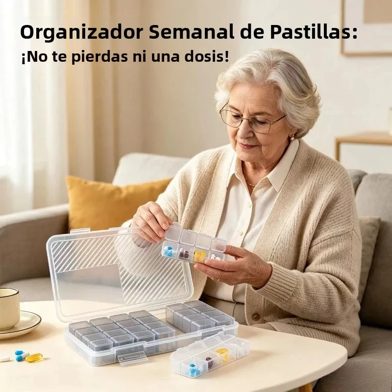 Pastillero portátil con compartimentos para medicamentos - imagen 4