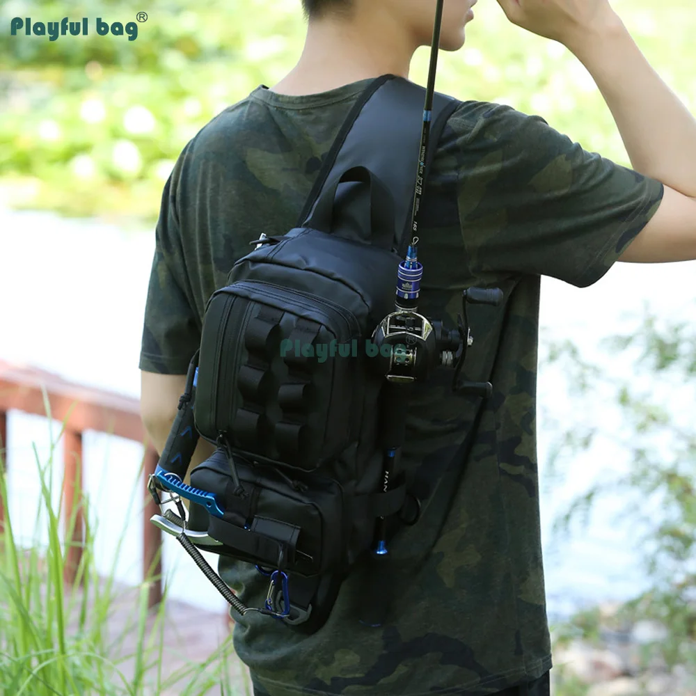 Bolsa aparejos pesca impermeable riñonera bandolera gran capacidad - imagen 3
