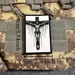 Parche táctico cristiano Jesucristo con cruz tatuaje y velcro