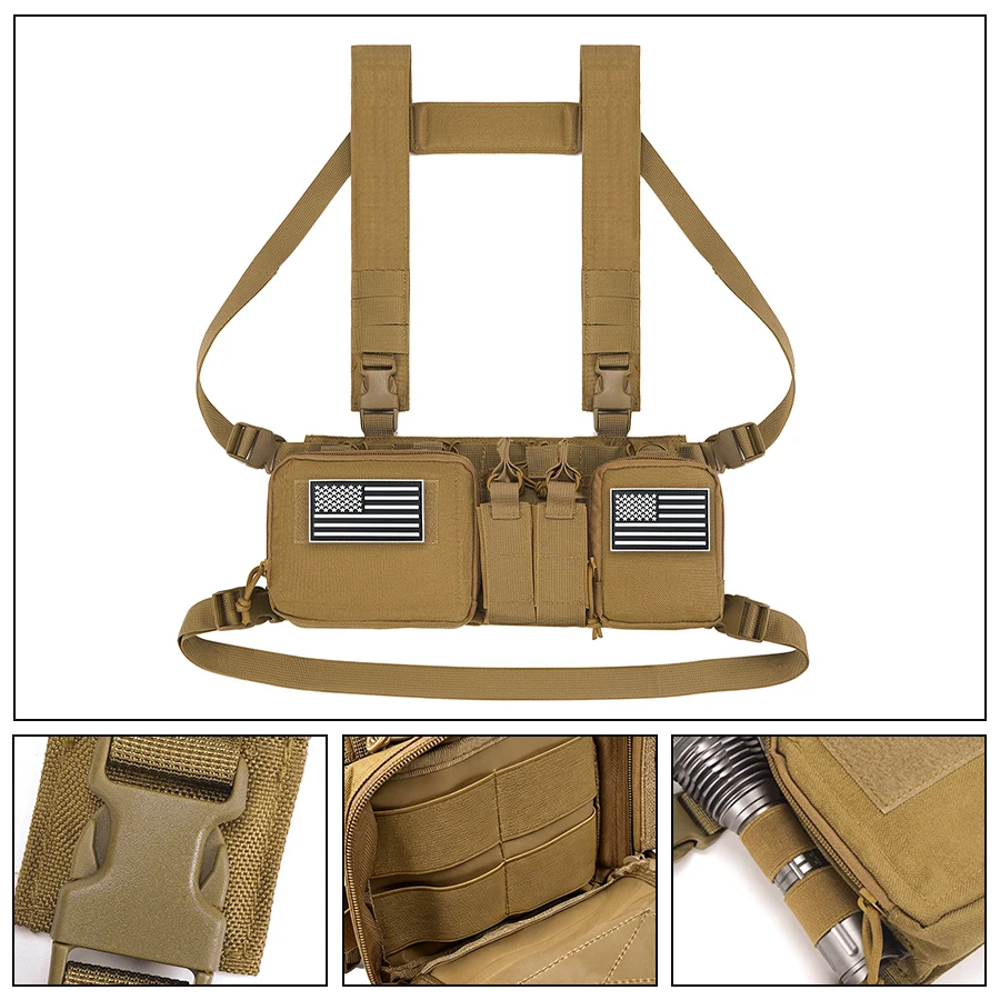 Bolso táctico de pecho MOLLE desmontable rápido para exteriores - imagen 3